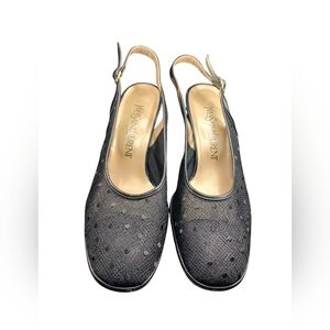 🪄 Yves Saint Laurent – Black Mesh Slingback Heels (Size 37 | US 7)